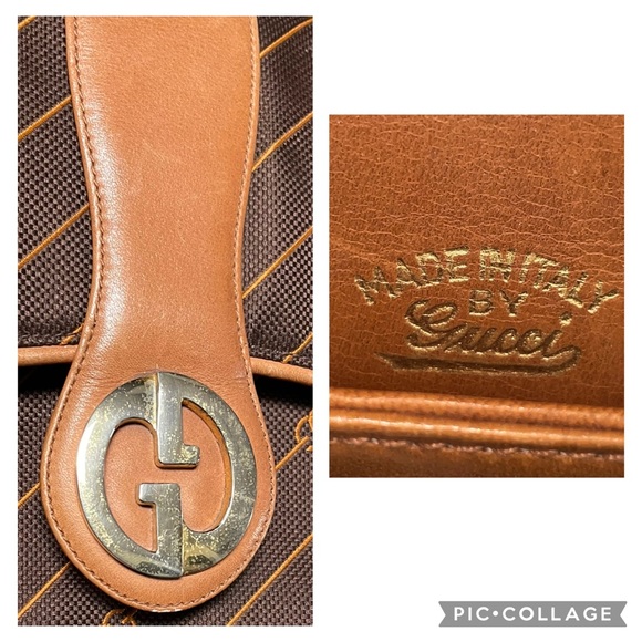 Rare Authentic Gucci Vintage Brown Leather Shoulder Bag with Gold Hardware - Picture 6 of 16
